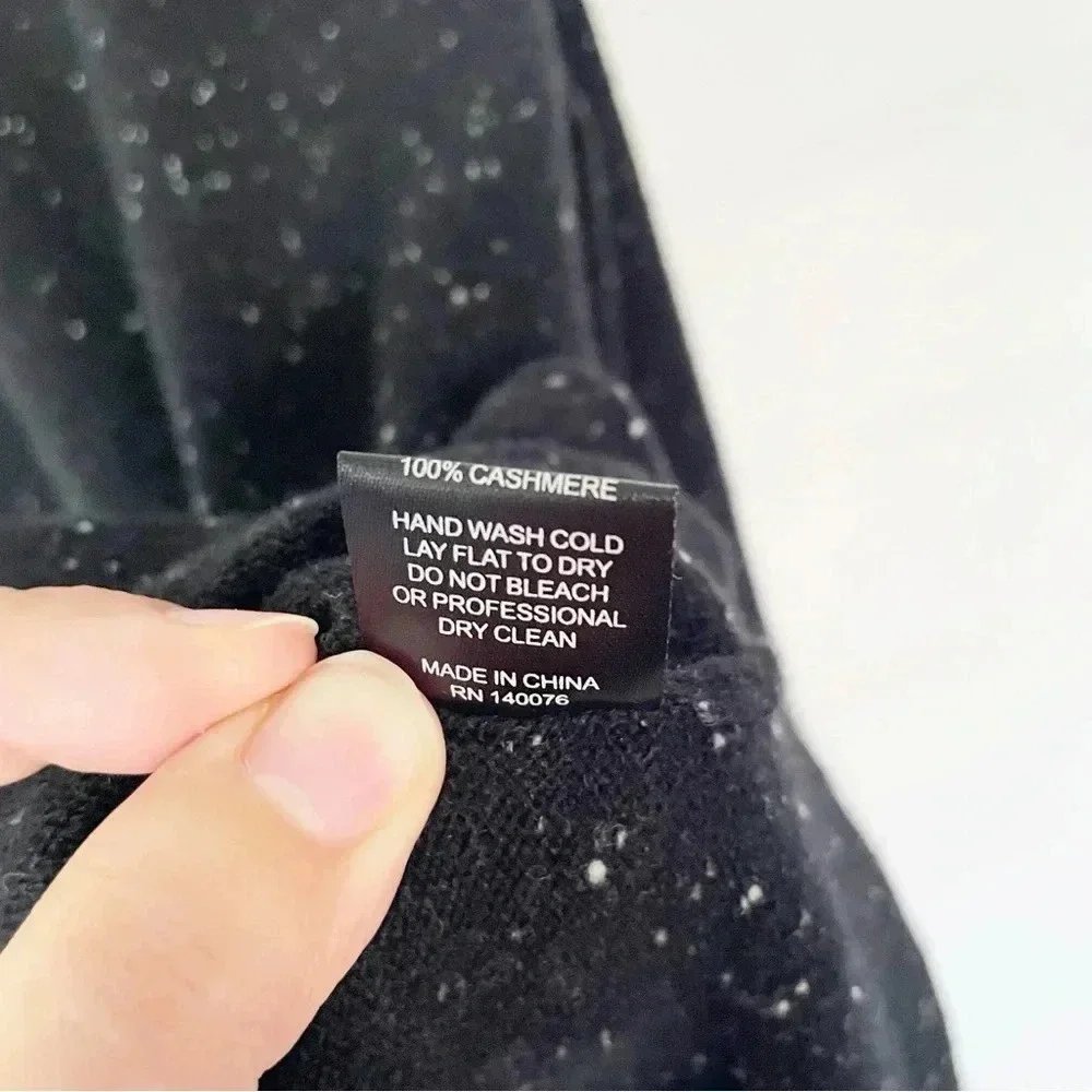Generation Love Black Speckled Open Shoulders Lattice Back Cashmere Sweater M - Picture 5 of 11